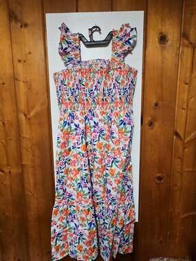 (711) Prettygarden Floral Smocked Midi Dress Size XXL